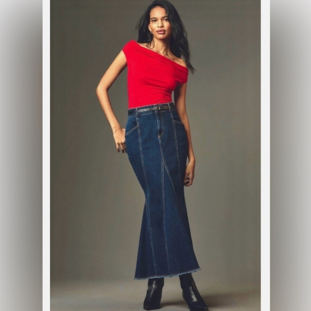 Anthropologie Denim Maxi Skirt